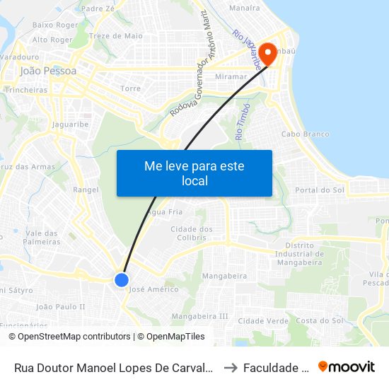 Rua Doutor Manoel Lopes De Carvalho, 250 | Atacadão to Faculdade Estácio map