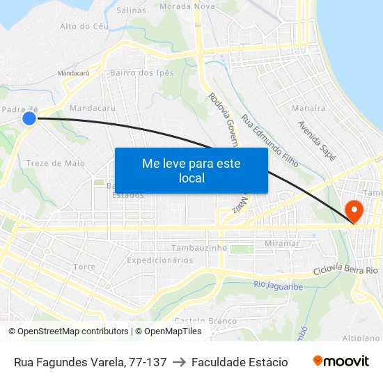 Rua Fagundes Varela, 77-137 to Faculdade Estácio map