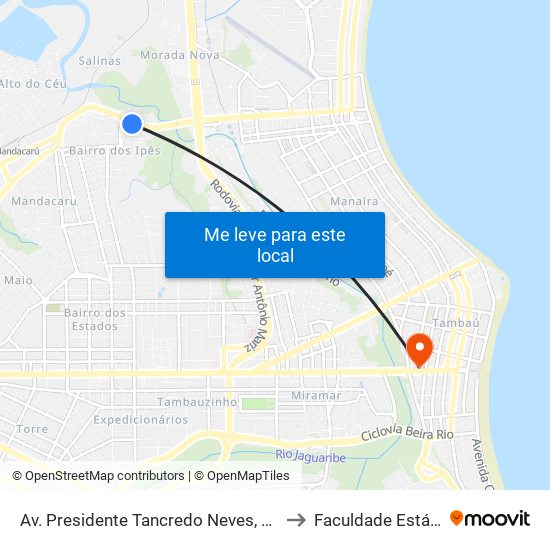 Av. Presidente Tancredo Neves, 1000 to Faculdade Estácio map