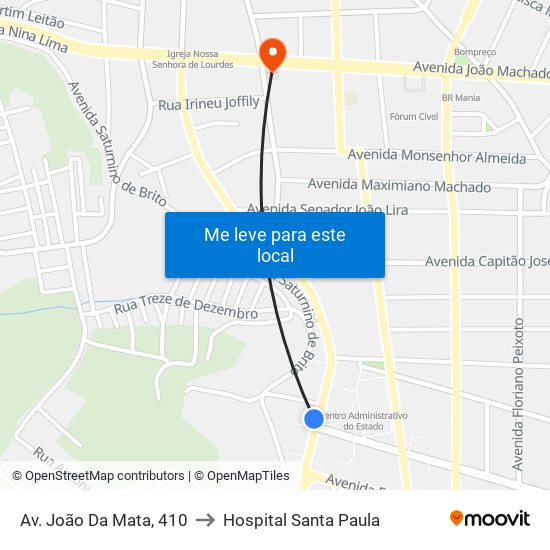 Av. João Da Mata, 410 to Hospital Santa Paula map