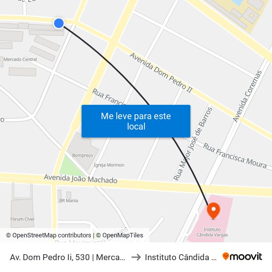 Av. Dom Pedro Ii, 530 | Mercado Central to Instituto Cândida Vargas map