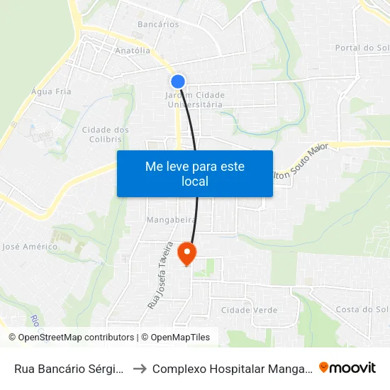Rua Bancário Sérgio Guerra, 413 to Complexo Hospitalar Mangabeira - Trauminha map