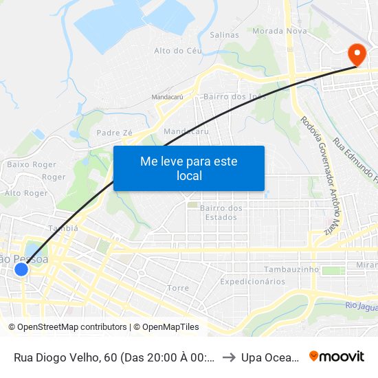 Rua Diogo Velho, 60 (Das 20:00 À 00:00) to Upa Oceania map