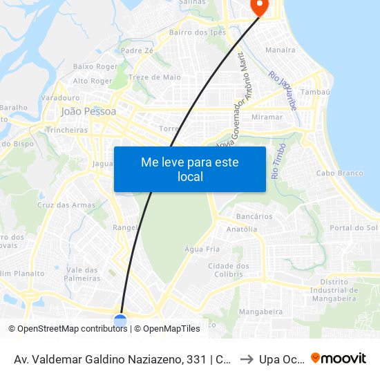 Av. Valdemar Galdino Naziazeno, 331 | Central De Flagrantes to Upa Oceania map