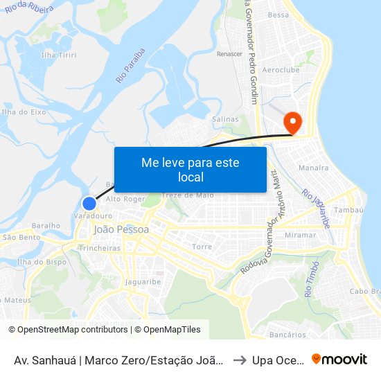 Av. Sanhauá | Marco Zero/Estação João Pessoa 3 to Upa Oceania map