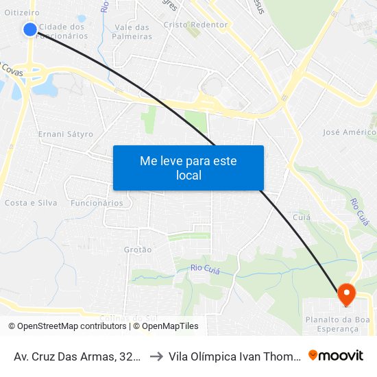 Av. Cruz Das Armas, 3250 to Vila Olímpica Ivan Thomaz map