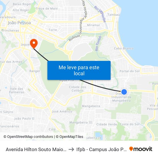 Avenida Hílton Souto Maior, 5230 to Ifpb - Campus João Pessoa map