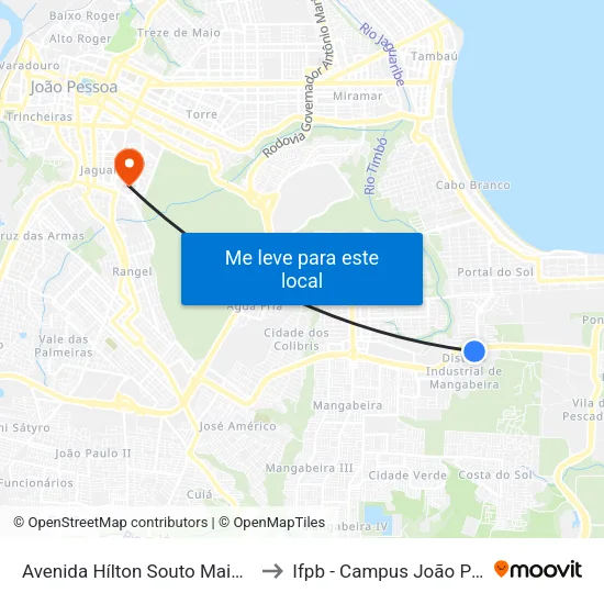 Avenida Hílton Souto Maior, 5230 to Ifpb - Campus João Pessoa map