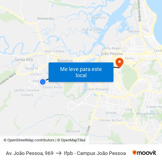 Av. João Pessoa, 969 to Ifpb - Campus João Pessoa map