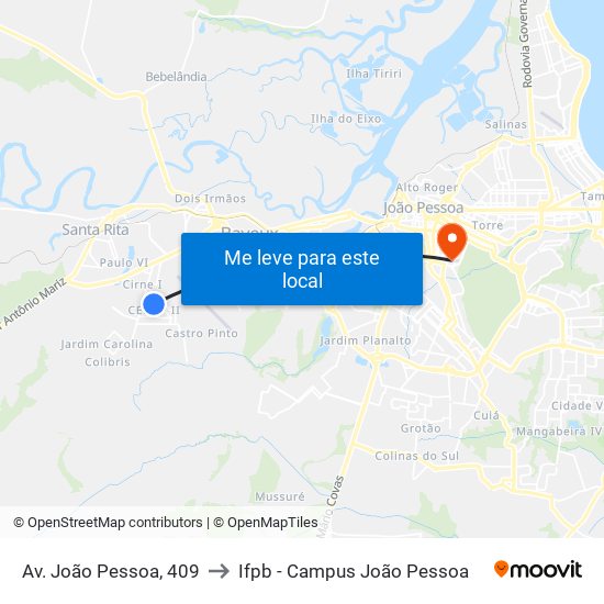 Av. João Pessoa, 409 to Ifpb - Campus João Pessoa map