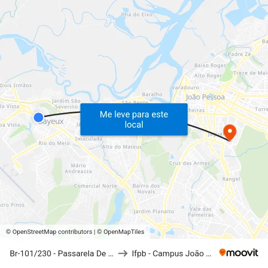 Br-101/230 - Passarela De Tambay to Ifpb - Campus João Pessoa map