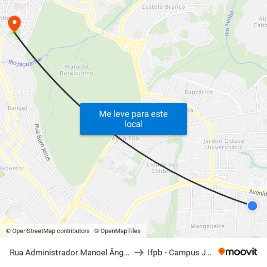 Rua Administrador Manoel Ângelo De Oliveira, 184 to Ifpb - Campus João Pessoa map