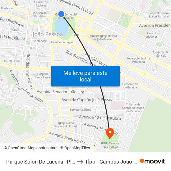 Parque Sólon De Lucena | Plataforma to Ifpb - Campus João Pessoa map