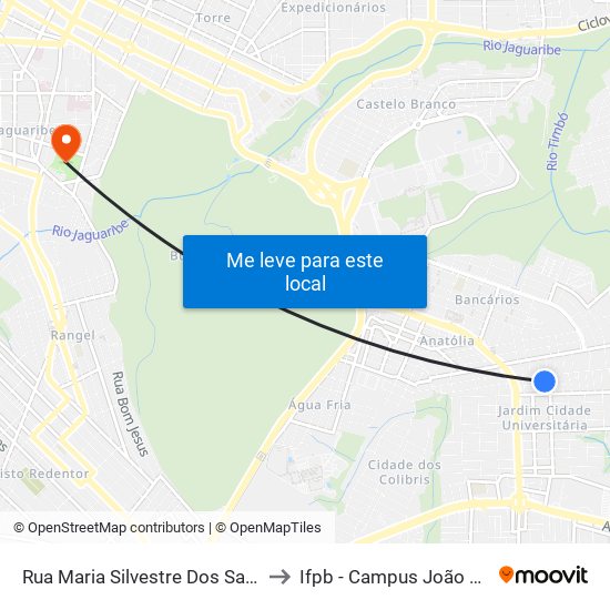 Rua Maria Silvestre Dos Santos, 81 to Ifpb - Campus João Pessoa map