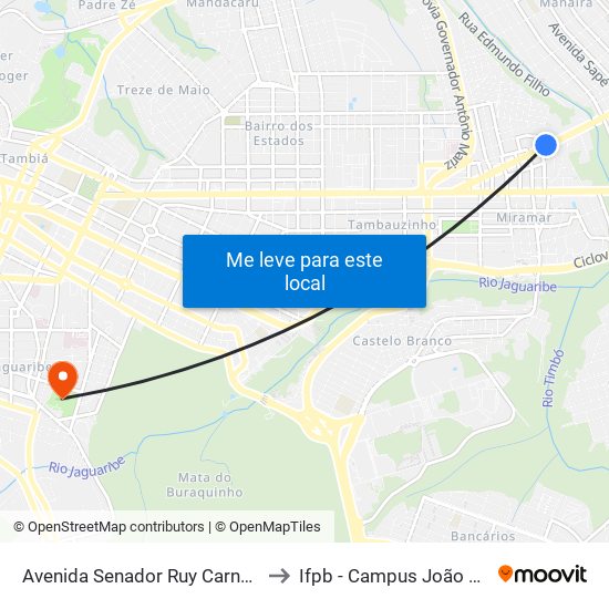 Avenida Senador Ruy Carneiro, 885 to Ifpb - Campus João Pessoa map