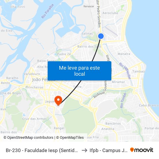 Br-230 - Faculdade Iesp (Sentido Hospital De Trauma) to Ifpb - Campus João Pessoa map