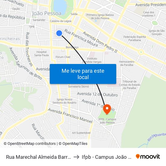 Rua Marechal Almeida Barreto, 500 to Ifpb - Campus João Pessoa map