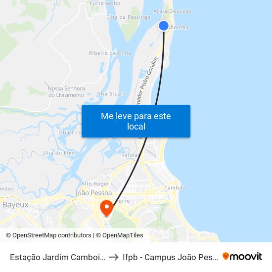 Estação Jardim Camboinha to Ifpb - Campus João Pessoa map