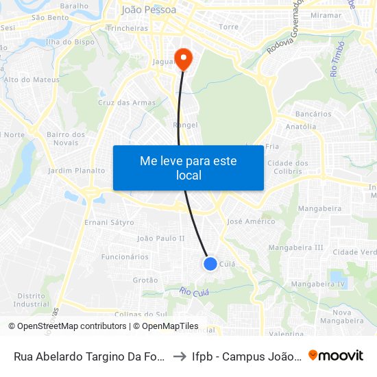 Rua Abelardo Targino Da Fonseca, 783 to Ifpb - Campus João Pessoa map