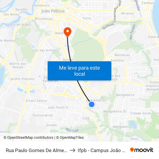 Rua Paulo Gomes De Almeida, 321 to Ifpb - Campus João Pessoa map
