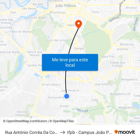 Rua Antônio Corrêa Da Costa, 57 to Ifpb - Campus João Pessoa map