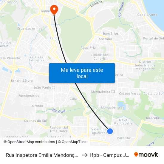 Rua Inspetora Emília Mendonça Gomes, 664-674 to Ifpb - Campus João Pessoa map