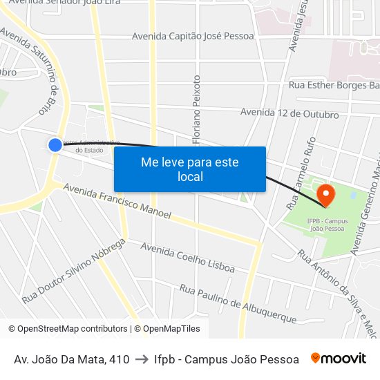 Av. João Da Mata, 410 to Ifpb - Campus João Pessoa map