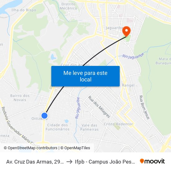 Av. Cruz Das Armas, 2951 to Ifpb - Campus João Pessoa map