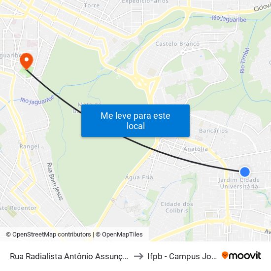 Rua Radialista Antônio Assunção De Jesus, 343 to Ifpb - Campus João Pessoa map