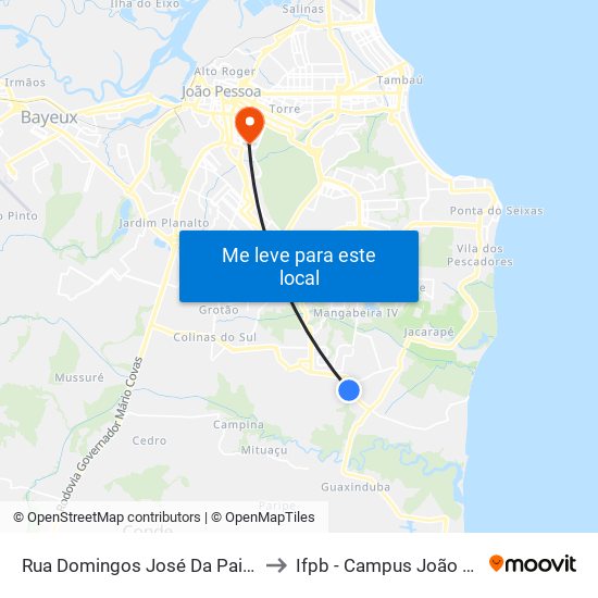 Rua Domingos José Da Paixão, 958 to Ifpb - Campus João Pessoa map