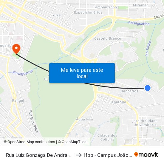 Rua Luiz Gonzaga De Andrade, 112-130 to Ifpb - Campus João Pessoa map