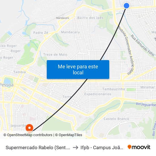 Supermercado Rabelo (Sent. Aeroclube) to Ifpb - Campus João Pessoa map