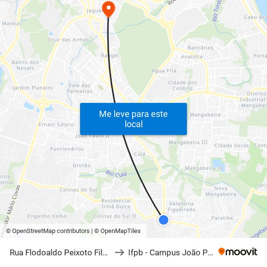 Rua Flodoaldo Peixoto Filho, 788 to Ifpb - Campus João Pessoa map
