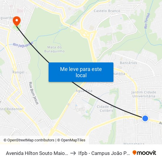 Avenida Hílton Souto Maior, 3709 to Ifpb - Campus João Pessoa map