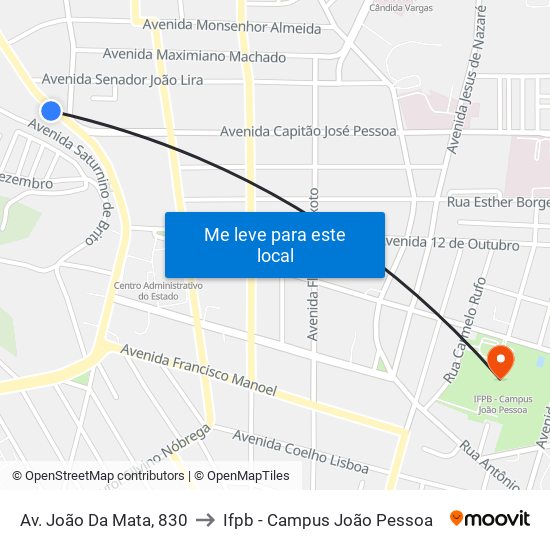 Av. João Da Mata, 830 to Ifpb - Campus João Pessoa map