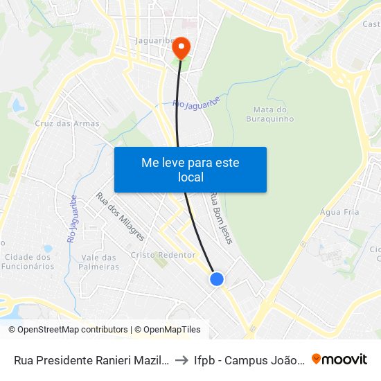 Rua Presidente Ranieri Mazilli, 387-465 to Ifpb - Campus João Pessoa map