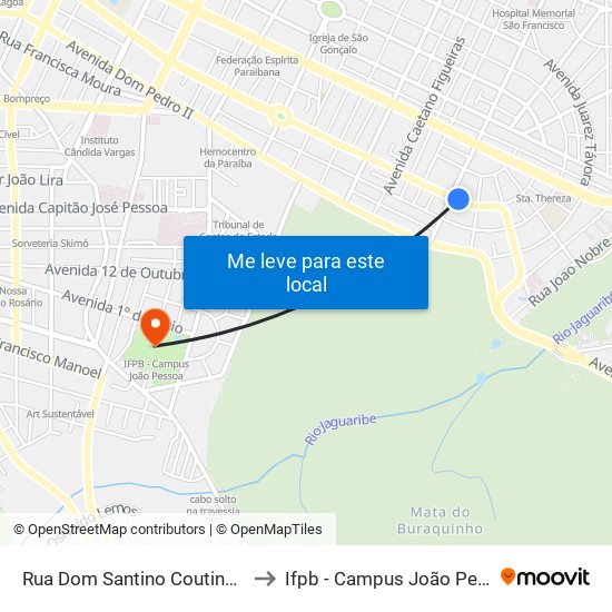 Rua Dom Santino Coutinho, 67 to Ifpb - Campus João Pessoa map