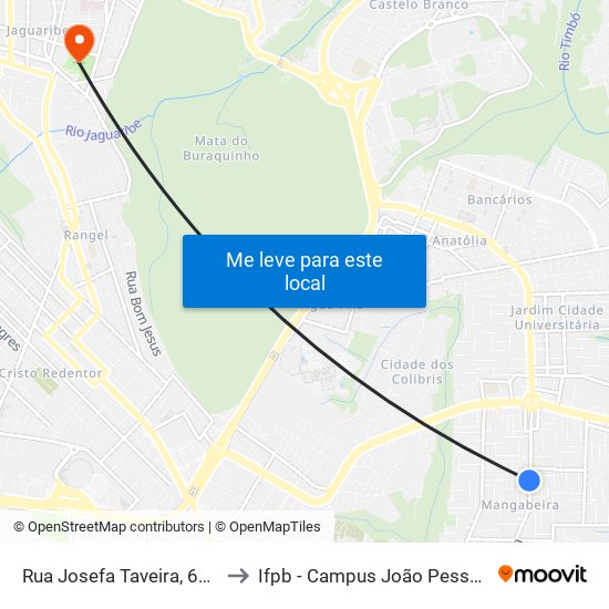 Rua Josefa Taveira, 600 to Ifpb - Campus João Pessoa map