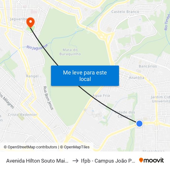 Avenida Hílton Souto Maior, 706 to Ifpb - Campus João Pessoa map