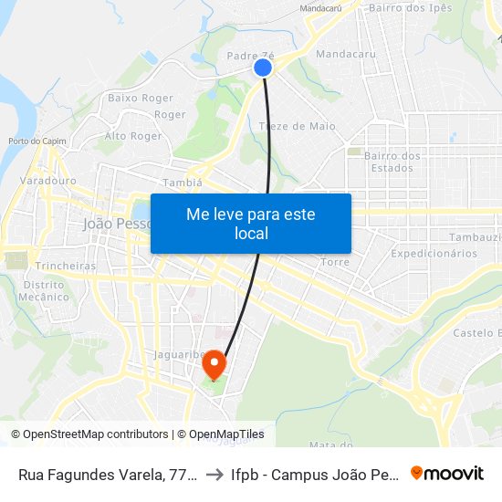 Rua Fagundes Varela, 77-137 to Ifpb - Campus João Pessoa map