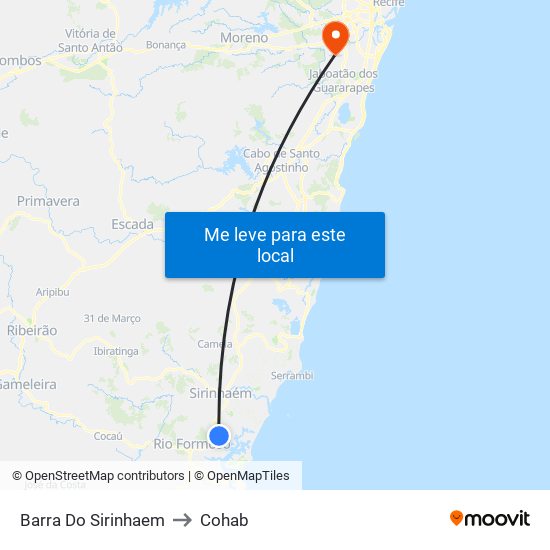Barra Do Sirinhaem to Cohab map
