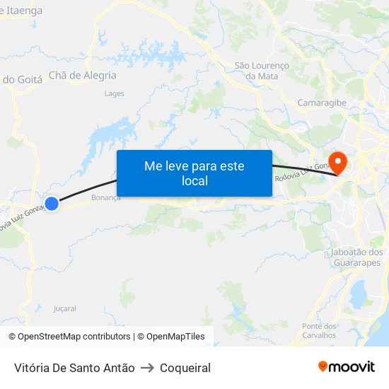 Vitória De Santo Antão to Coqueiral map