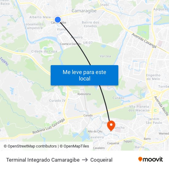 Terminal Integrado Camaragibe to Coqueiral map