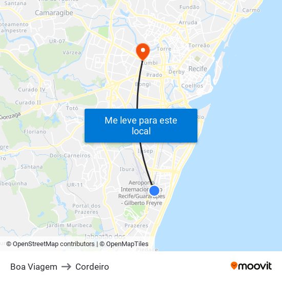 Boa Viagem to Cordeiro map