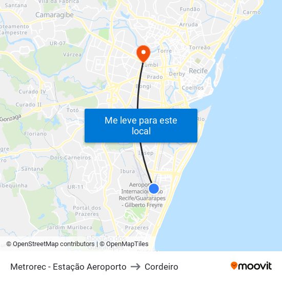 Metrorec - Estação Aeroporto to Cordeiro map