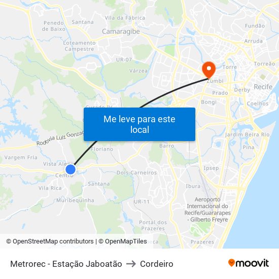 Metrorec - Estação Jaboatão to Cordeiro map