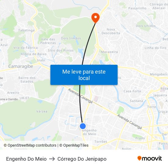 Engenho Do Meio to Córrego Do Jenipapo map