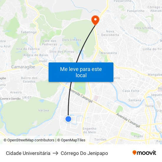 Cidade Universitária to Córrego Do Jenipapo map