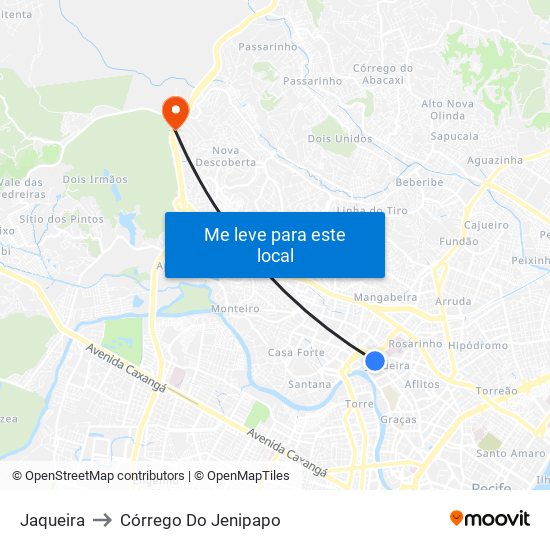 Jaqueira to Córrego Do Jenipapo map