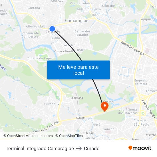 Terminal Integrado Camaragibe to Curado map